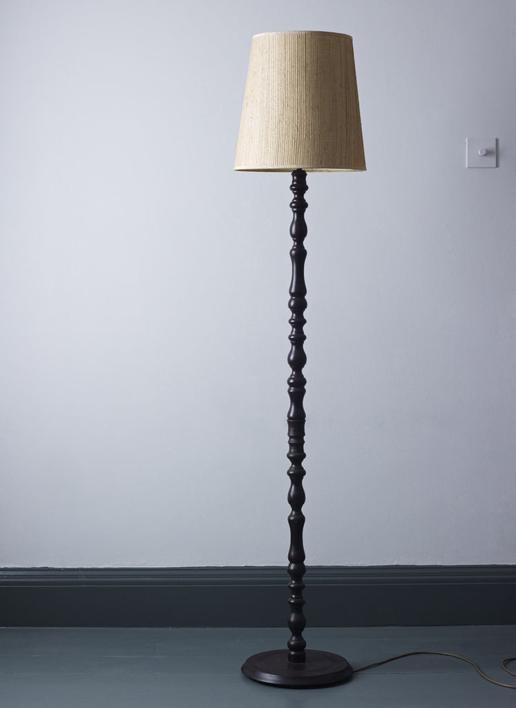 Wooden floor lamp with shade