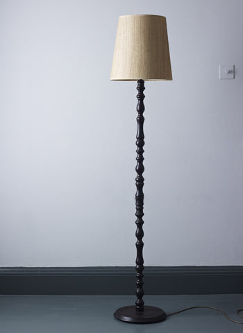 Wooden floor lamp with shade